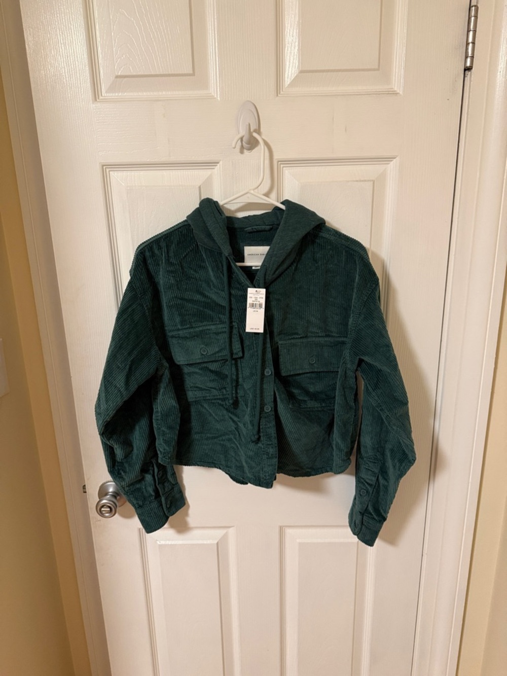 American Eagle Outfitters Dark Green Corduroy Hooded Jacket